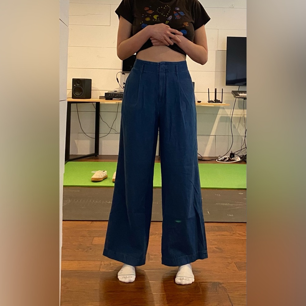 Uniqlo wide leg denim trousers